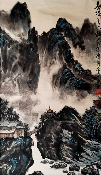 李金庆作品 水墨山水《青城天下幽》 戊辰年夏月  规格：97x53cm